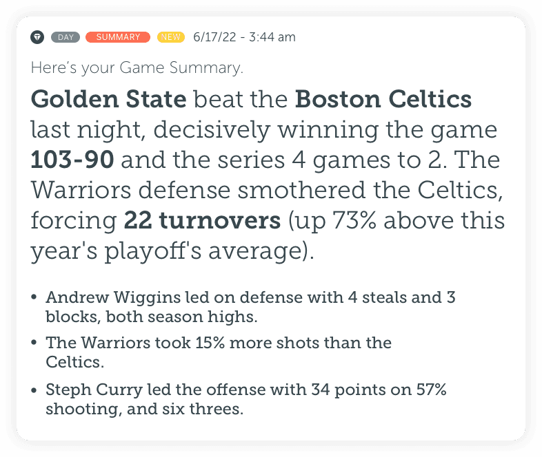 Insight from the Pickaxe Insights Engine for Game 6